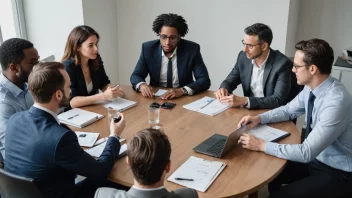 En gruppe profesjonelle samlet rundt et bord, diskuterer og nettverker