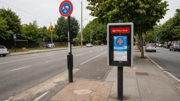 En bussholdeplass med et skilt som indikerer en endring i bussruten