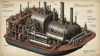 En illustrasjon av et dampsystem på et skip.