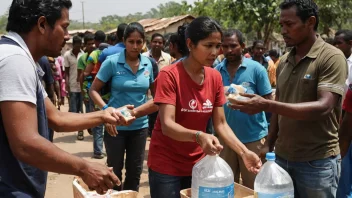 Humanitærhjelp som distribueres til mennesker i nød.