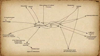 Et bilde som illustrerer narrativ-begrepet med sammenkoblede historielinjer og karakterbuer.