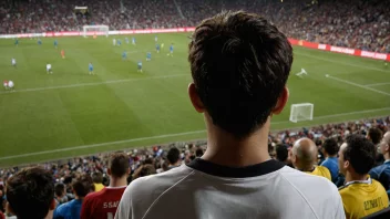 En person som sitter på en sofa og ser på en fotballkamp på TV med et stort smil på ansiktet.