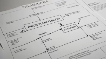 En detaljert bilde av en prosjektplan eller et flytdiagram med norsk tekst.