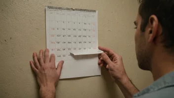 En person sitter i en fengselscelle og ser på en kalender på veggen med en blanding av tristhet og usikkerhet i ansiktet.