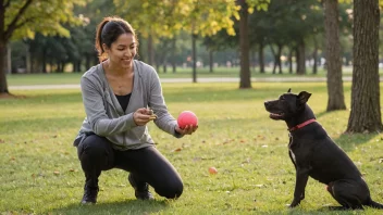 En person som trener en hund i en park