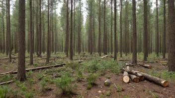 En skog med en blanding av gamle og nye trær, hvor noen trær blir felt for å gi plass til nye og friske trær.