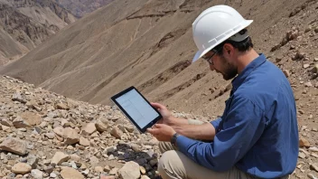 En geolog som bruker teknologi til å analysere geologiske data.