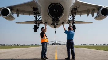 Et fly som gjennomgår en høydekontroll av en mekaniker i en hangar