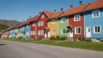 En typisk norsk gate med en blanding av gamle og nye hus