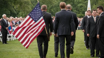 En person som stolt bærer flagget under en seremoni eller et arrangement