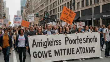 En gruppe mennesker som protesterer mot en regjering eller organisasjon.