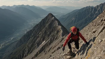 En person som klatrer et fjell