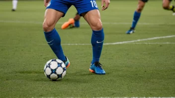 En fotballspiller som gjør en driblerekke på banen.