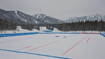 En skiskytingsarena med en skytebane og en skiløype