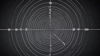 En illustrasjon av et magnetisk felt med piler og linjer, med en subtil bakgrunn av matematiske ligninger.