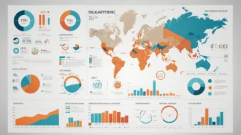 En informasjonsgrafikk med ulike elementer som diagrammer, grafer og ikoner, i en ren og moderne designstil.