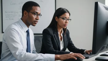 En person som gir veiledning og instruksjoner til en annen person i en arbeidsmiljø