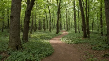 Et fredelig og naturlig bilde av en dyresti i en skog.