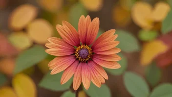 En vakker etterårsblomst i full blomst, med fargerike kronblader og delikate detaljer.