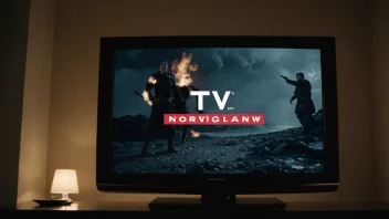 En TV-skjerm som viser en dramatisk scene fra en TV-serie.