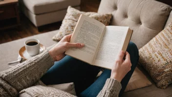 En person som leser en populær bok i en koselig setting.