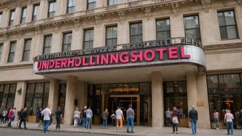 Et levende og fargerikt hotellbygg som tilbyr ulike former for underholdning.