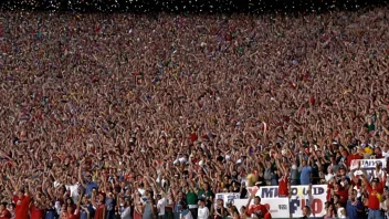 Et idrettsstadion fylt med begeistrede tilskuere som feirer slutten på en sesong.