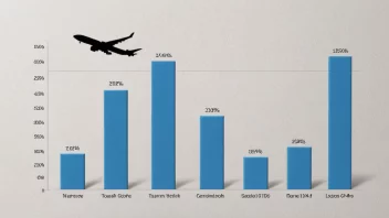 En graf som viser en økning i reise eller turisme.