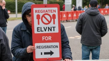 En person prøver å registrere seg for en hendelse, men blir stoppet av et rødt skilt som sier 'registreringsgrense nådd'.