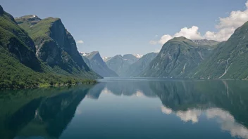 En malerisk grensefjord med en synlig grense mellom to land.