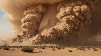 En massiv sandstorm i ørkenen.