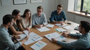 En gruppe mennesker som sitter rundt et bord, brainstormer og planlegger et prosjekt