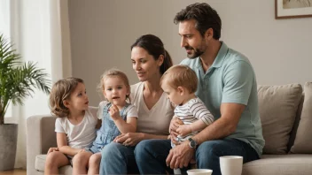 En familie med to foreldre og to barn, hvor foreldrene ikke bor sammen.