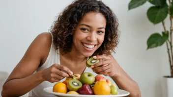 En fruktavhenger som nyter sin favorittsnack.