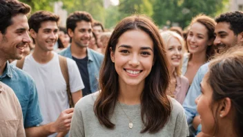 En person med et sjarmerende smil, omgitt av mennesker som blir trukket mot dem.