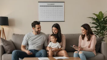 En familie som nyter kvalitetstid sammen i et organisert hjem.