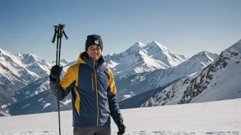 En skitrenere som står foran et snødekt fjell