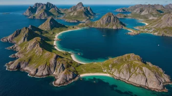 Flyfoto av Flakstadøya i Lofoten