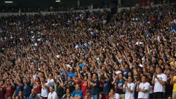 En spennende derbykamp mellom to lokale lag, med et fullsatt stadion og entusiastiske tilskuere.