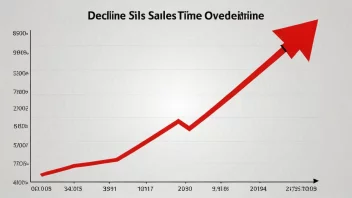 En graf som viser en nedgang i salget over tid.