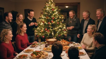 En festlig juleforsamling med venner og familie.