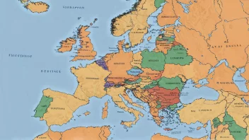 Et fargerikt kart over Europa med ulike land markert, som representerer den rike kulturelle arven på kontinentet.