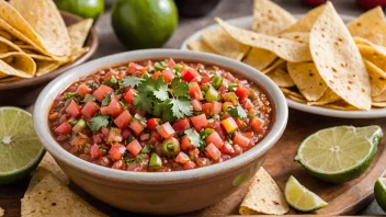 En deilig og frisk bolle med hjemmelaget salsa, perfekt for å toppa tacos eller dyppe tortillachips.