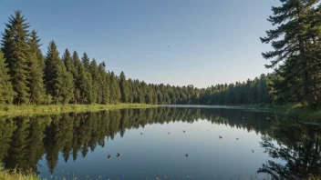 Et fredelig og stille landskap i naturen, perfekt for å finne ro og stillehet.