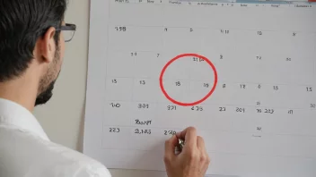 En person som ser på en kalender med en rød sirkel rundt en bestemt dato.