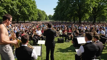 Et messingkorps som spiller i en park