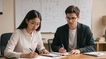 En student og en studierettleing planlegger studieplanen sammen.