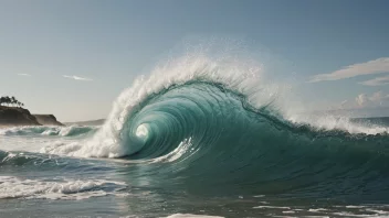 En bølge som dannes og slår mot stranden.