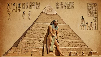 Et bilde av en gammel egyptisk farao eller en pyramide med hieroglyfer.