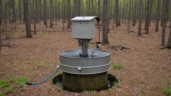 En overvåkningsbrønn i en skog, brukt til å overvåke vannkvaliteten.